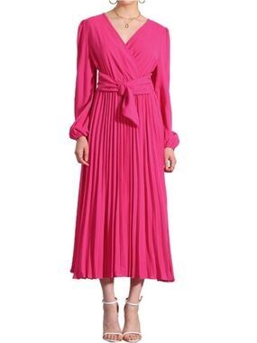 NWT Allegra-K Hot Pink Women’s A-line Midi Dress; Size Small